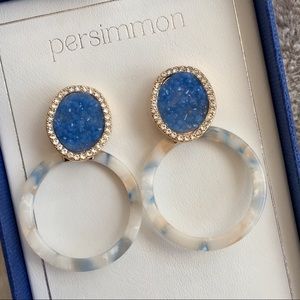 💦 SUMMERY 💦 Persimmon Druzy Resin Hoop Earrings